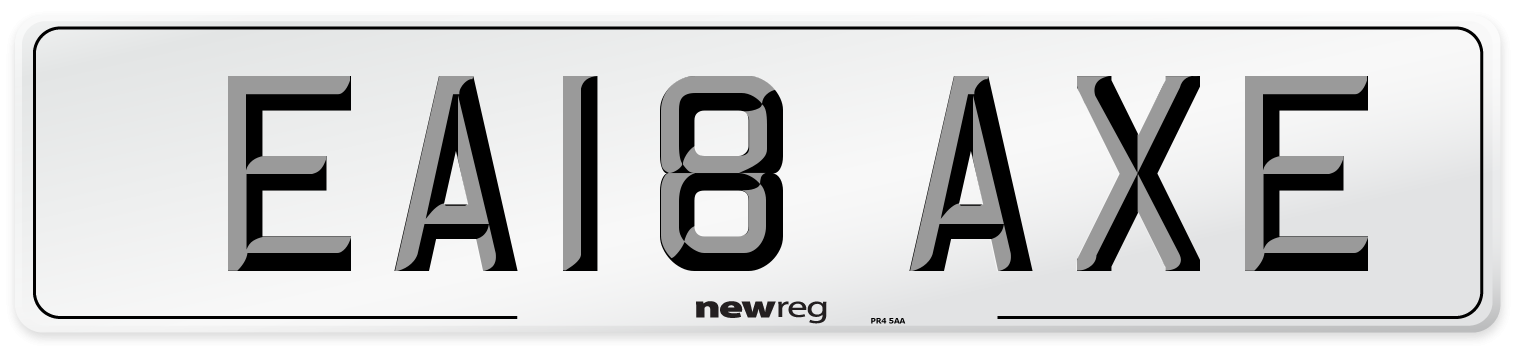 EA18 AXE Number Plate from New Reg